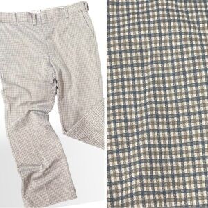 VINTAGE 70s plaid checkered polyester trouser pants wide flare leg flat‎ front